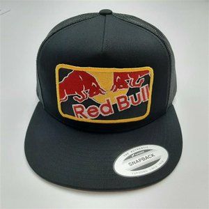 Retro Vtg Look Racing Red Bull Flat Bill Mesh Snapback Black F1 Merch Grand Prix